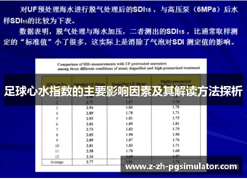 足球心水指数的主要影响因素及其解读方法探析 足球心水指数的主要影响因素及其解读方法探析