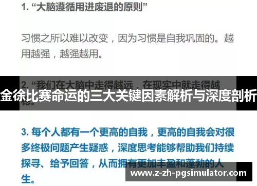 金徐比赛命运的三大关键因素解析与深度剖析